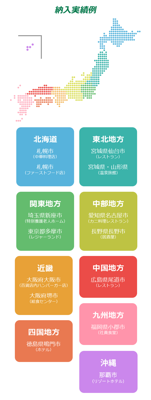 日本全国に豊富な納入実績